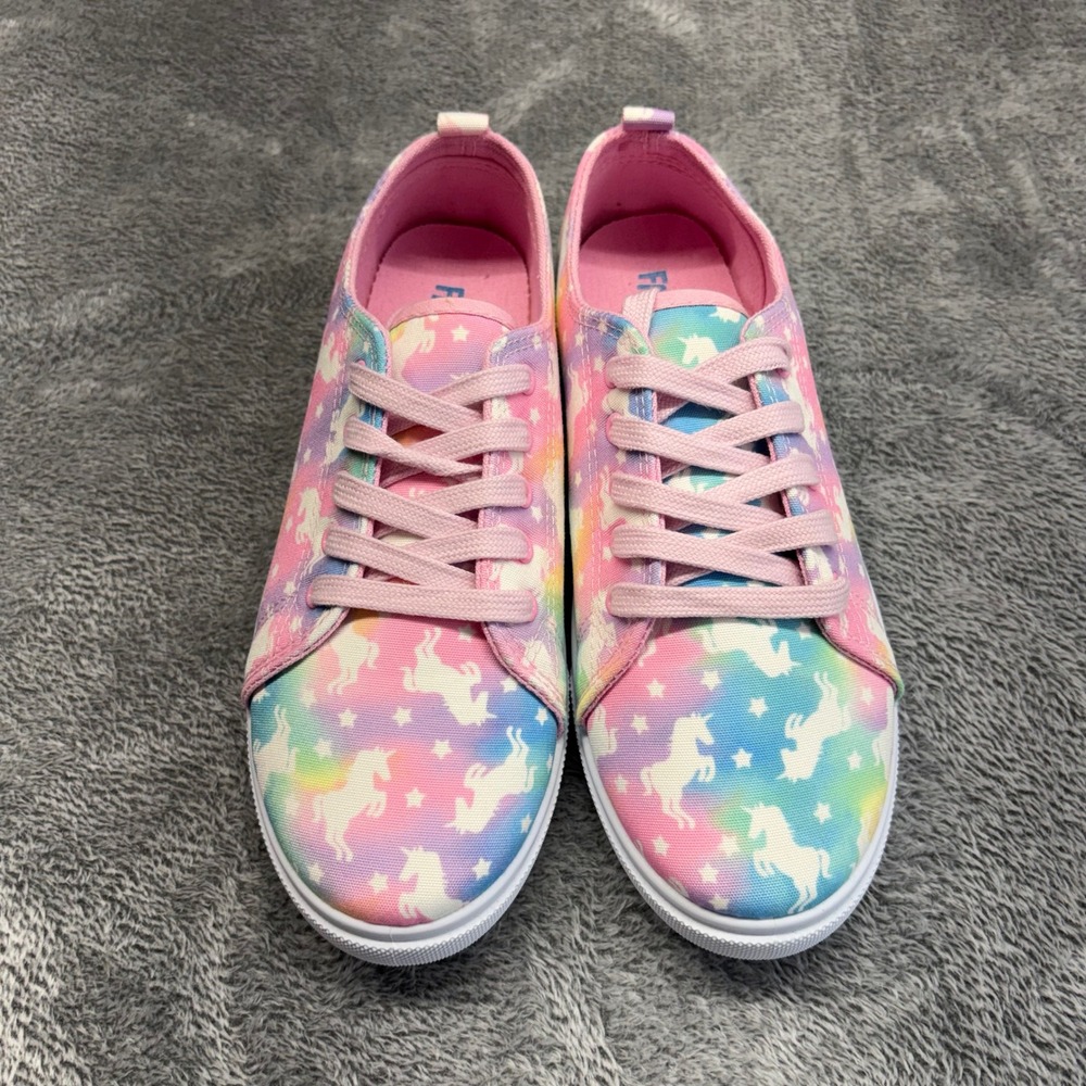 FabKids Sneakers Kids Size 4 Multicolor Excellent Unicorn Rainbow Tie Dye Shoes